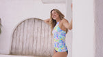 Caribbean Crush High-Neck Strappy Tankini