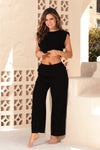 Santorini Linen Pant Set - Black Lounge Sets HAPARI 