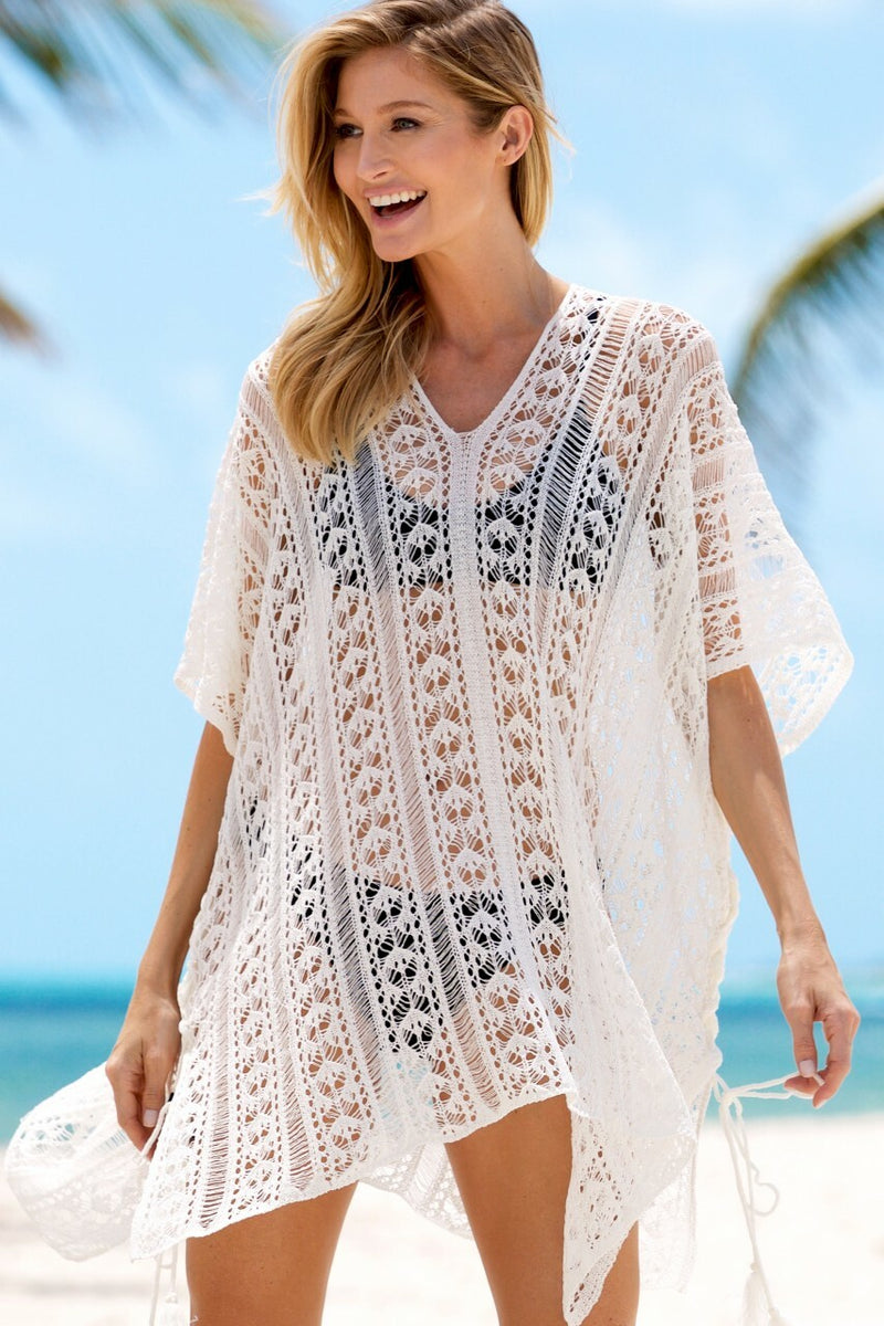 Crochet Beach Cover-Up - White HAPARI ONE-SIZE 
