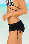 Black Drawstring Swim Skirt with Bottom Skirted HAPARI 